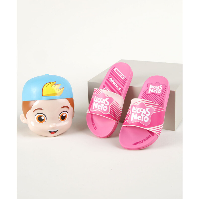 Chinelo Slide Infantil Grendene Kids Luccas Neto Cofrinho