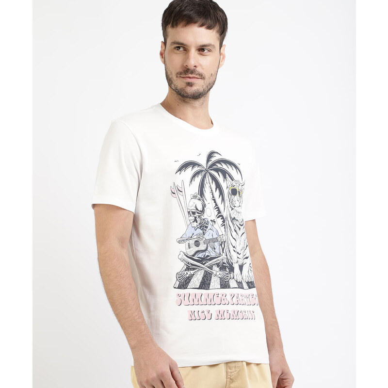 Camiseta John John Masculina Relaxed Crroked Branca