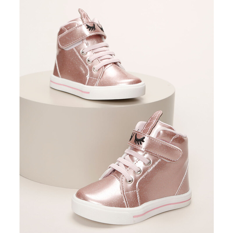 Tenis cano alto hot sale infantil com glitter