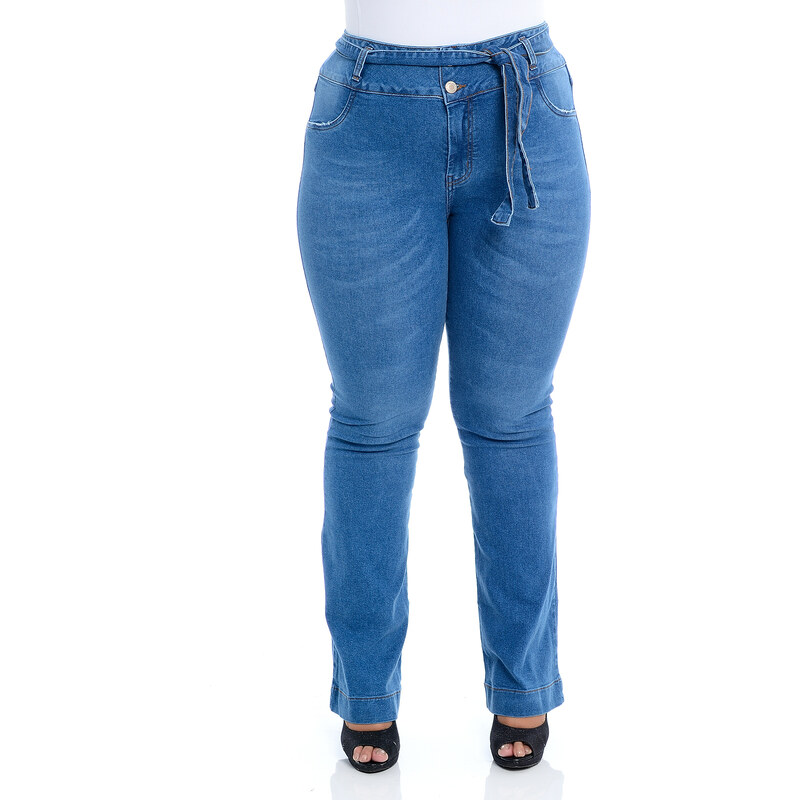 Calça Jeans Feminina Plus Size Flare com Elastano Cambos Plus Size