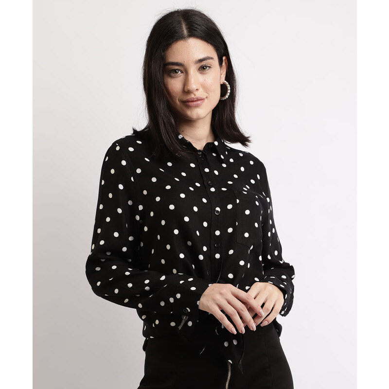 Camisa de best sale poá feminina