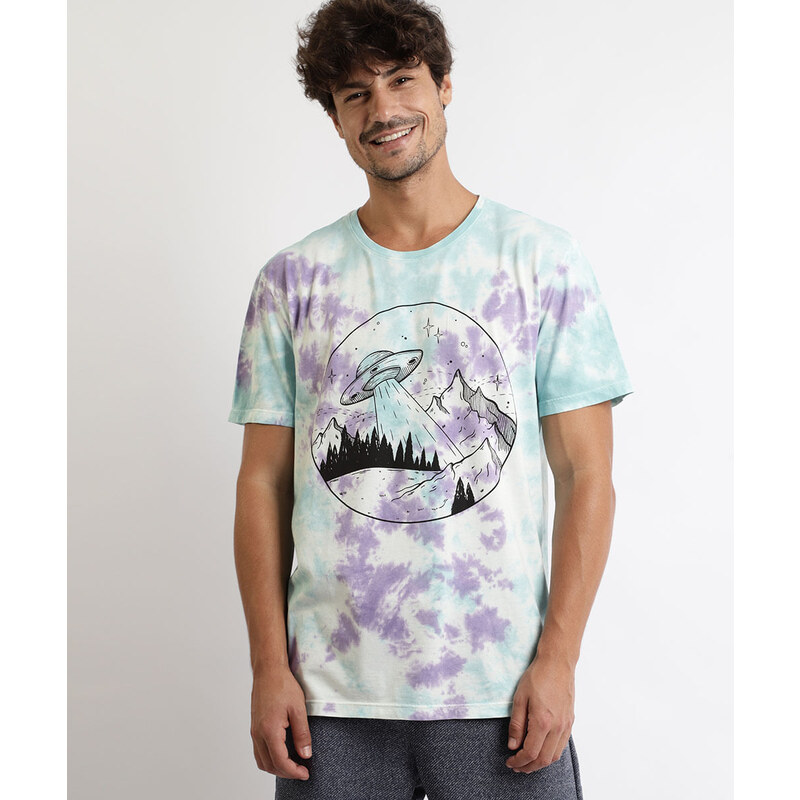 C&A camiseta tie dye manga curta multicor 