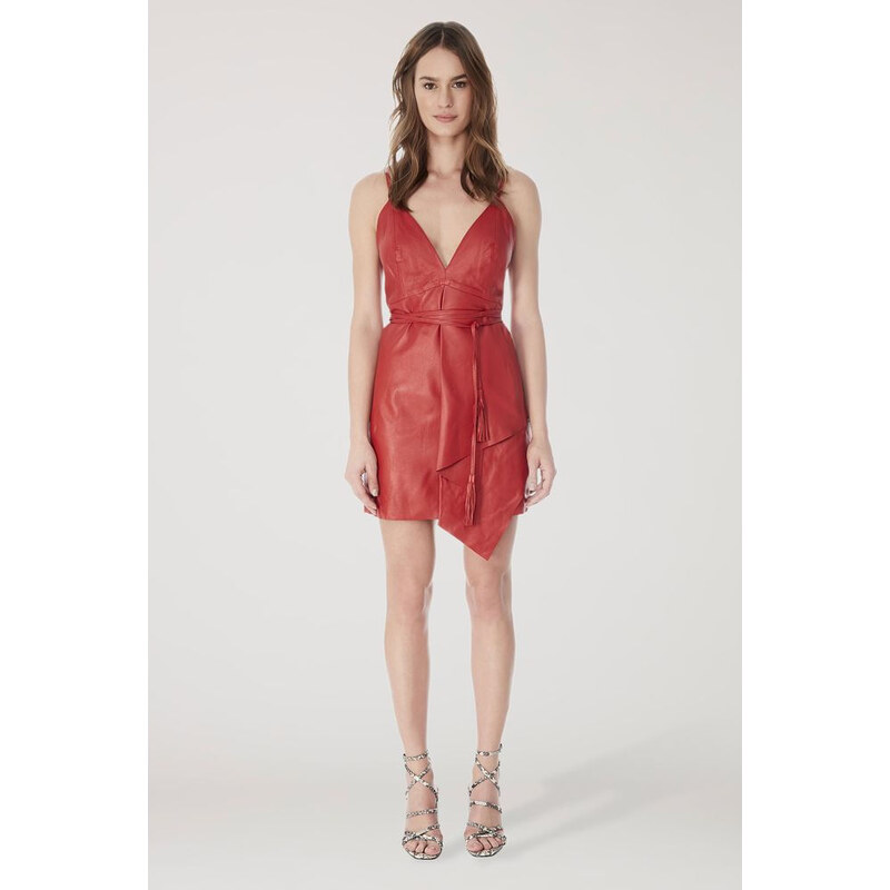 Vestido couro vermelho store animale