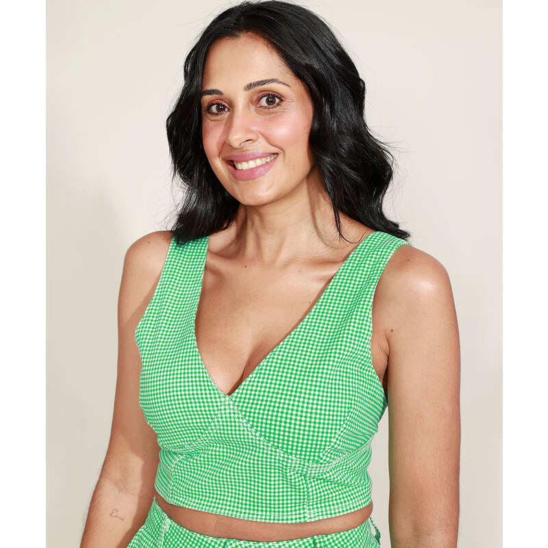 Cropped Xadrez Keli Verde - Verycoll