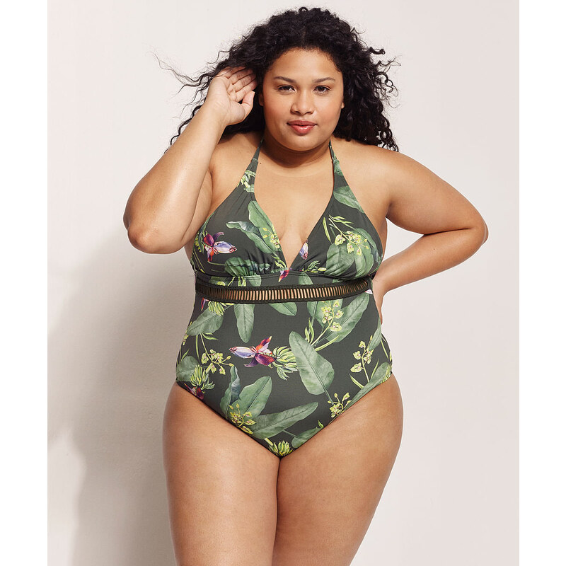 Maiô Body Plus Size com Bojo Removível - Tropical