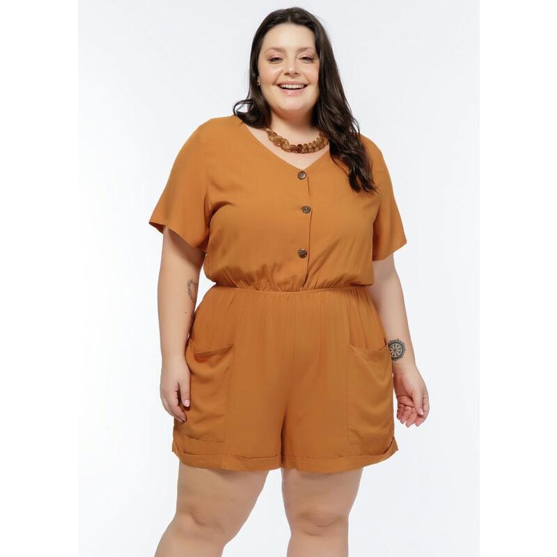 Blusa Plus Size Amarela com Lastex - Mink