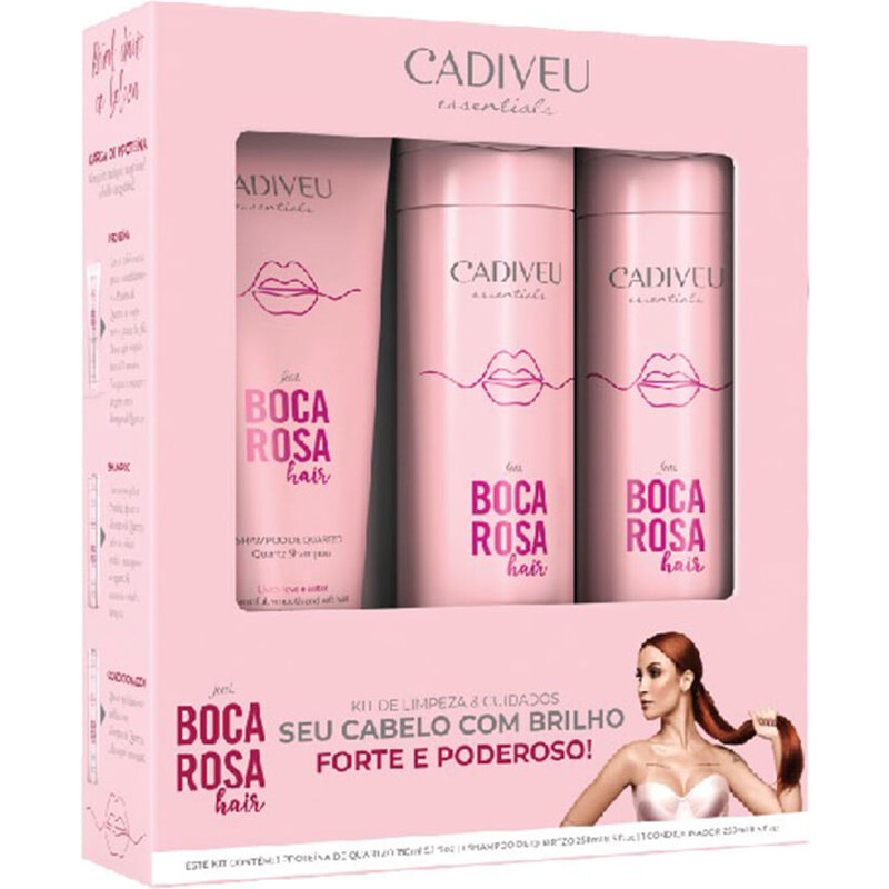 C&A Kit Cadiveu Quartzo Boca Rosa Proteína 150ml + Shampoo 250ml + Condicionador 250 ml - 1 Unidade Único