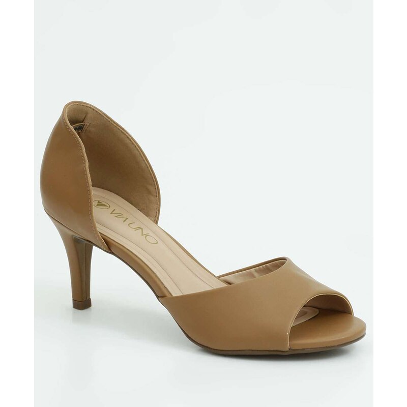 Peep Toe Feminino Salto Grosso Via Uno