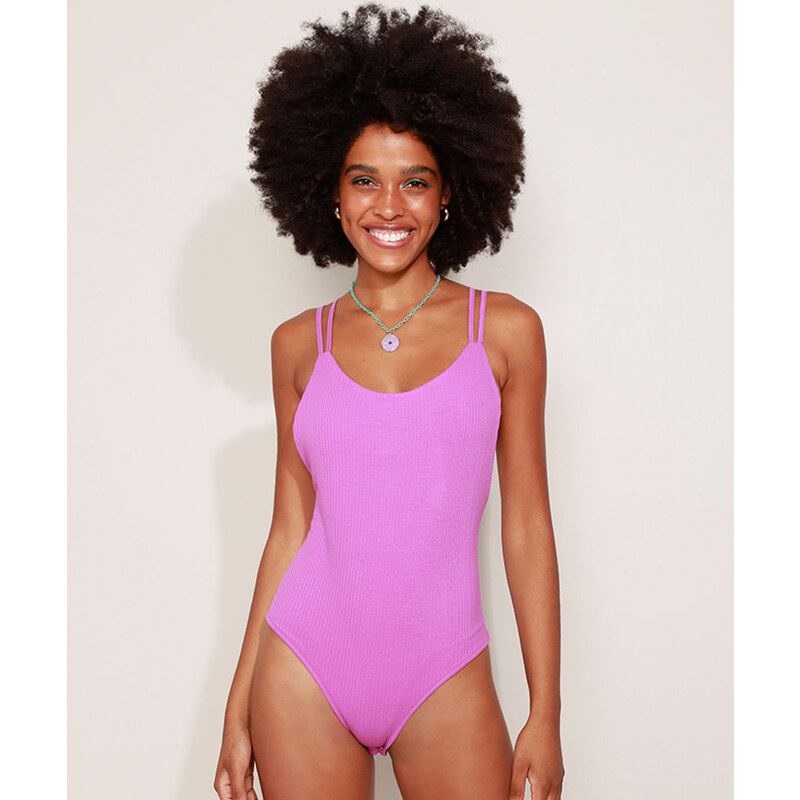 Body Feminino Roxo com Babado