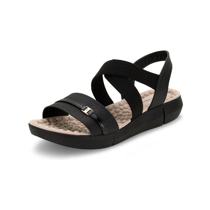 Sandálias femininas pretas, de verão, ortopédicas da loja Clovis