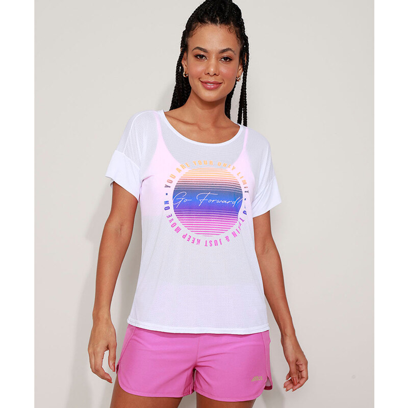 Cropped T-shirt de Poliamida Rosa Peacy