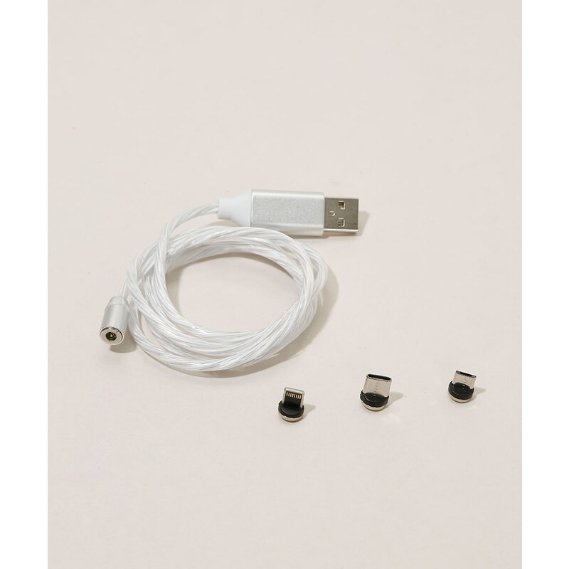 C&A Cabo USB de Plástico com Iluminação em LED e 3 Ponteiras Branco