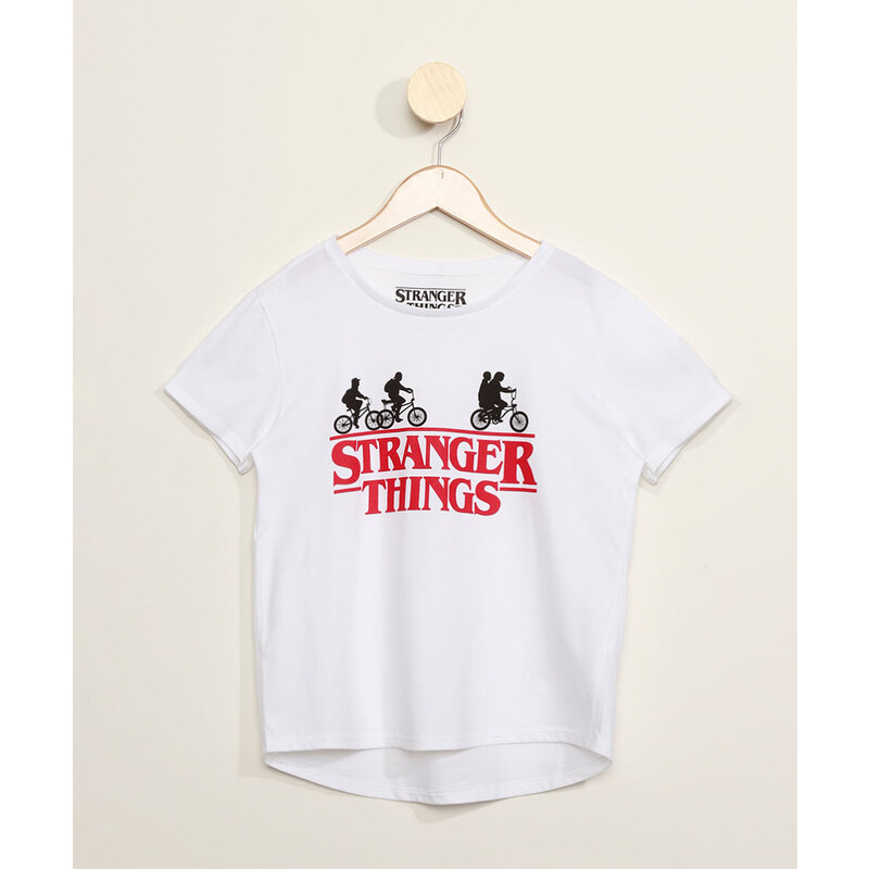 T-shirt estampada em algodão - Rosa claro/Stranger Things - CRIANÇA