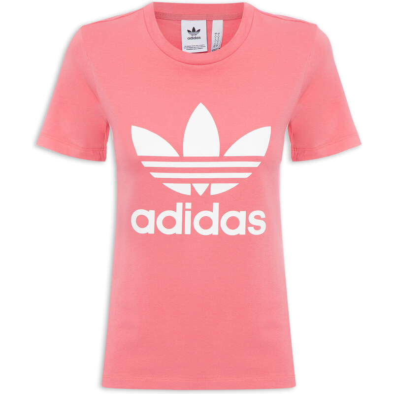 Camiseta adidas trefoil feminina 2024 rosa