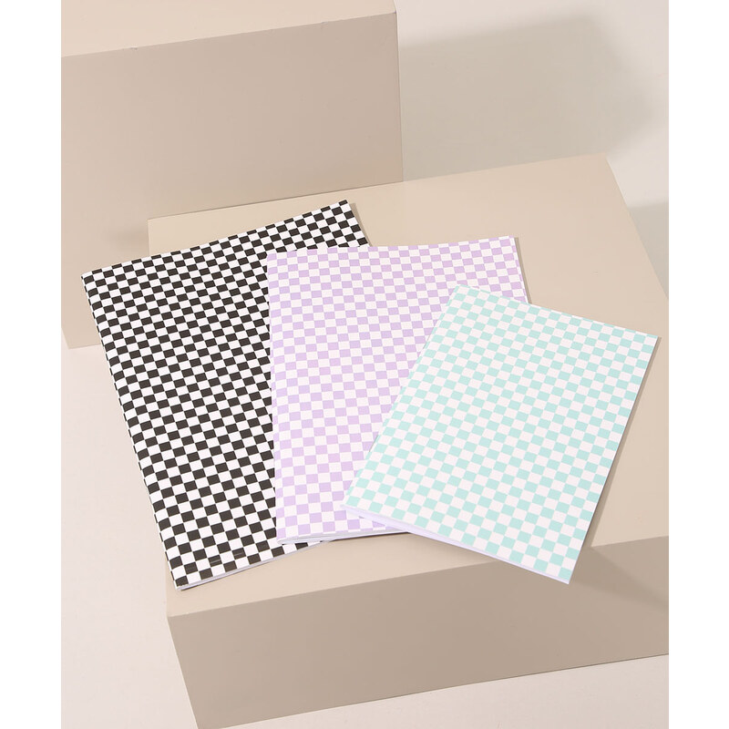 C&A Kit de 3 Cadernos de Papel Estampados Quadriculados Multicor