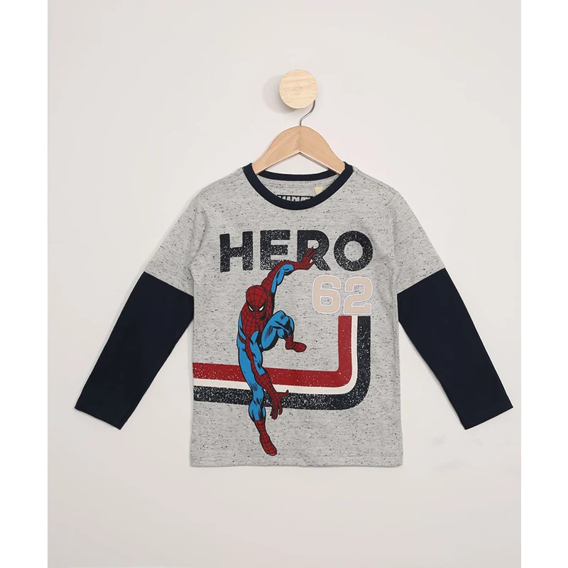 camiseta infantil manga curta homem aranha preta - C&A