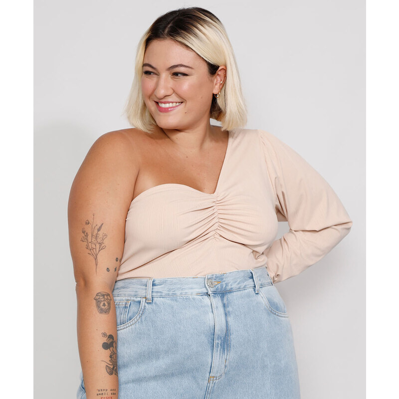 Blusa Plus Size Amarela com Lastex - Mink