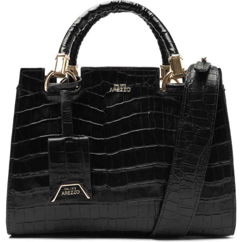 Bolsa Tote M dia Couro Preto Croco Abbracio Arezzo