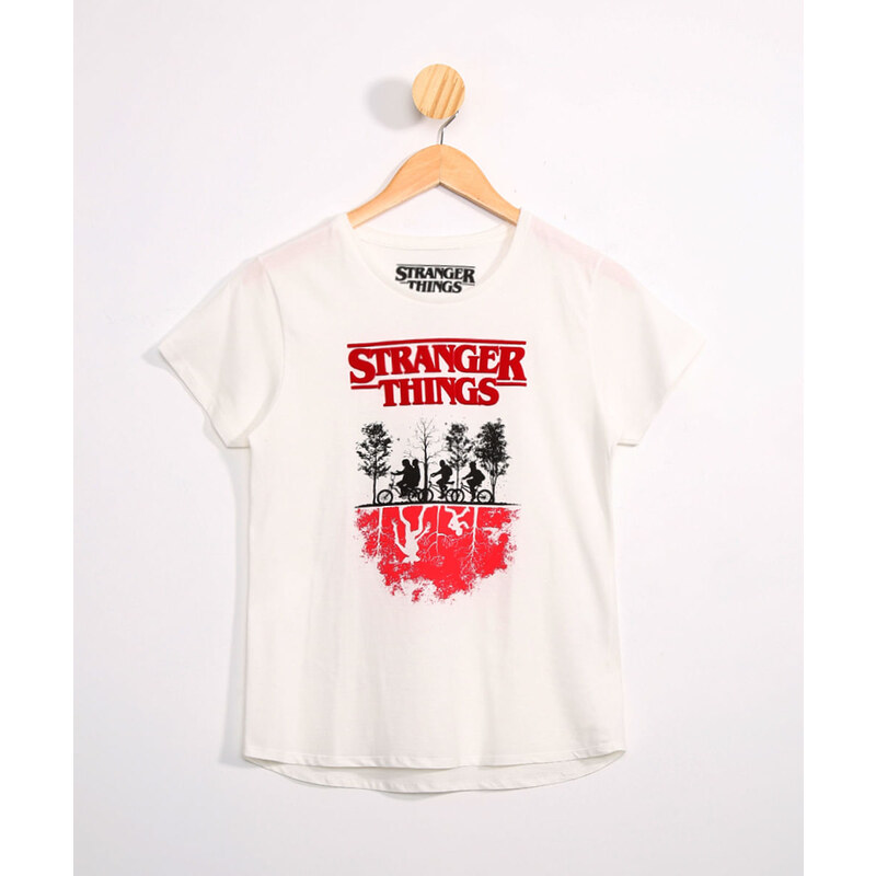 T-shirt estampada em algodão - Rosa claro/Stranger Things