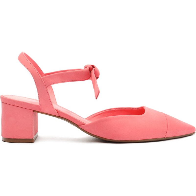 Scarpin Rosa Nobuck Bloco Lace Up Nina Arezzo