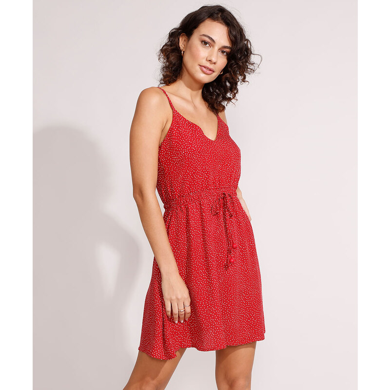 Vestido vermelho hot sale estampado curto