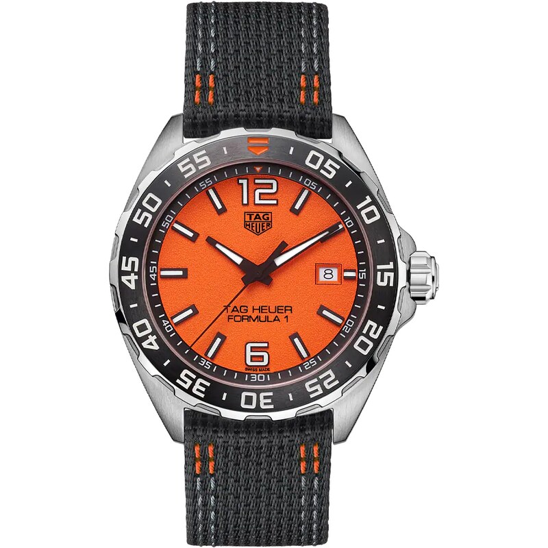 Rel gio TAG Heuer Formula 1 Masculino Nylon Preto Cinza e Laranja WAZ