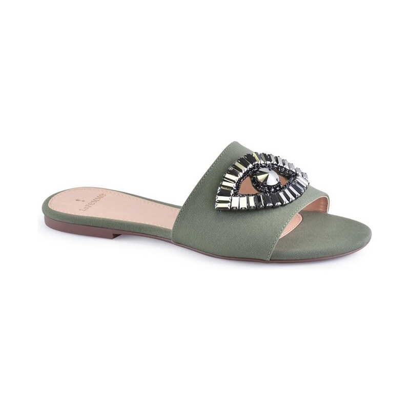 La Femme Chinelo Slide Olho Grego Olive GLAMI .br