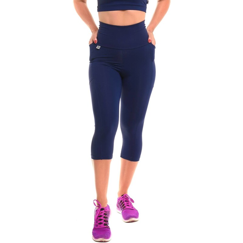 Calça Legging Sandy Fitness Corsário Run Azul Marinho 