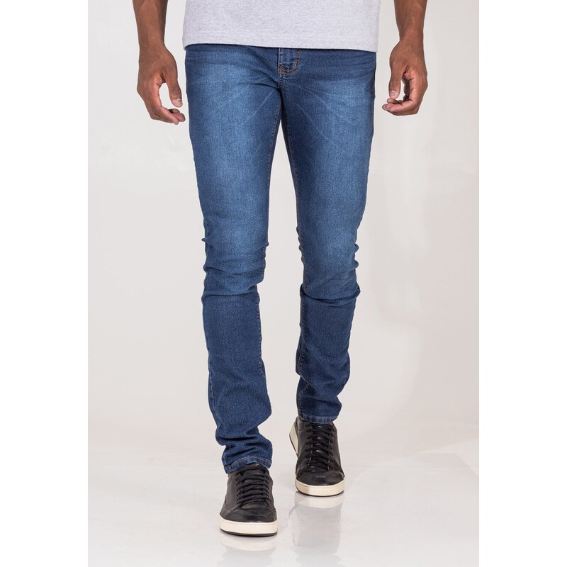 Calça Thai Calça larga azul escuro masculina com bolso e cintura