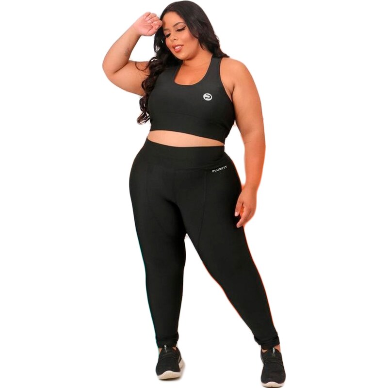Mavit Store Calça Legging Plus Size Básica Lisa Malhar Moda Fitness Preto 