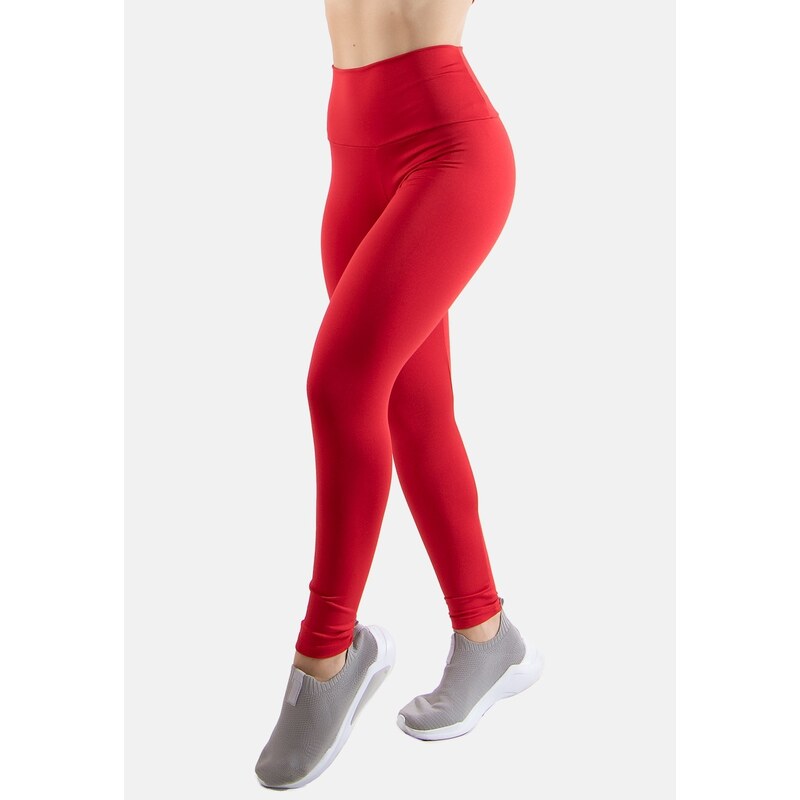 Calça legging fitness vermelha lisa