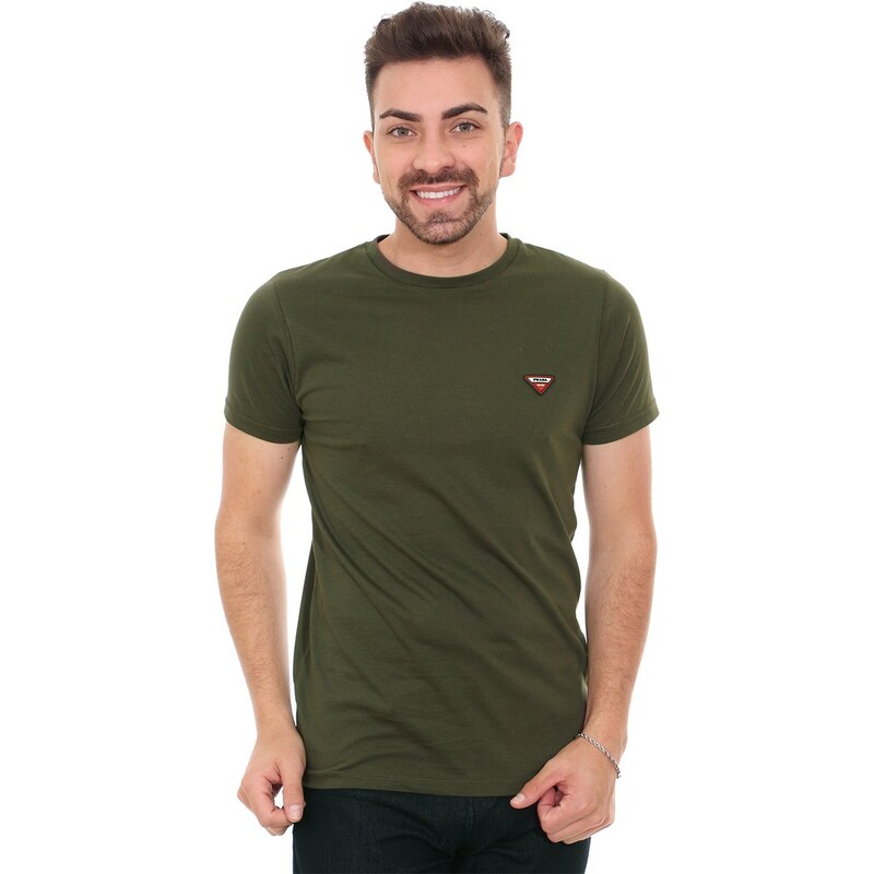 Camiseta Prada Masculina Rubberized Logo Verde Militar 