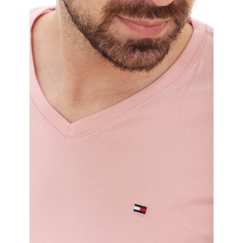 Camiseta Tommy Hilfiger Masculina Essential V-Neck Rosa Claro