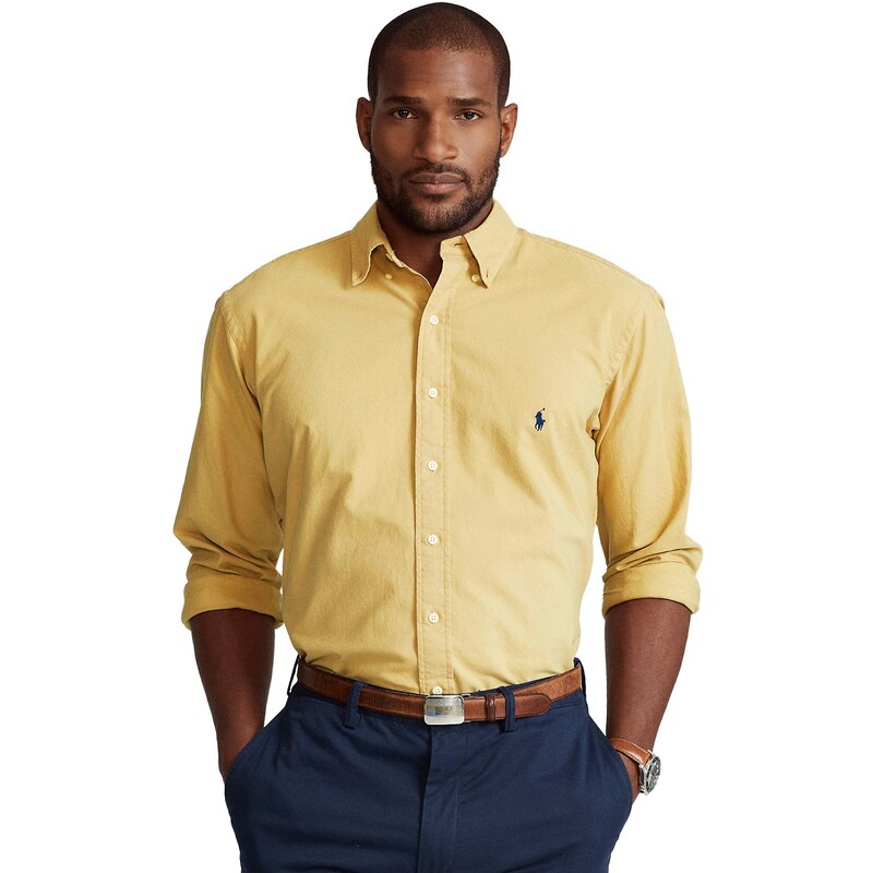 Camisa Polo Ralph Lauren Custom Fit Collar Details Cinza