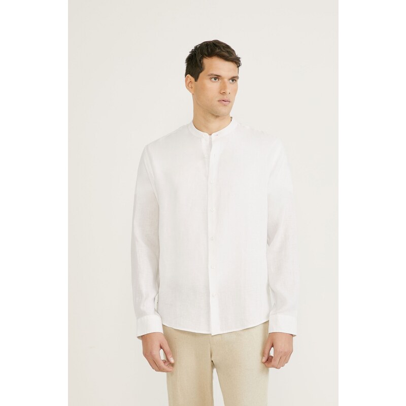 Camisa Foxton ML de Linho Relax - Branco - P
