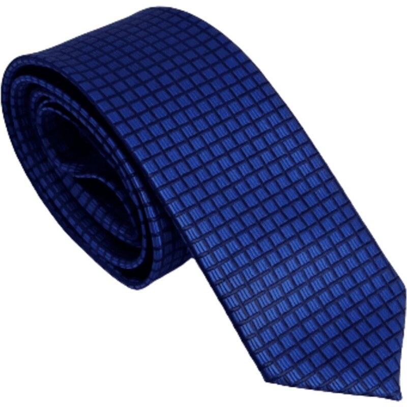 Gravata Slim Fit Toque de Seda - Preta com Azul e Marrom - COD: PX493