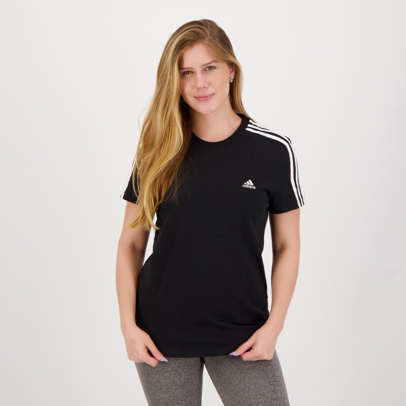 Camiseta adidas hot sale listrada feminina