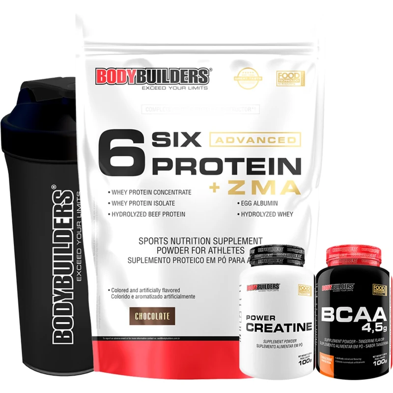 Kit Whey Protein Isolado Six Gold Zma 2kg Power Creatina 100g