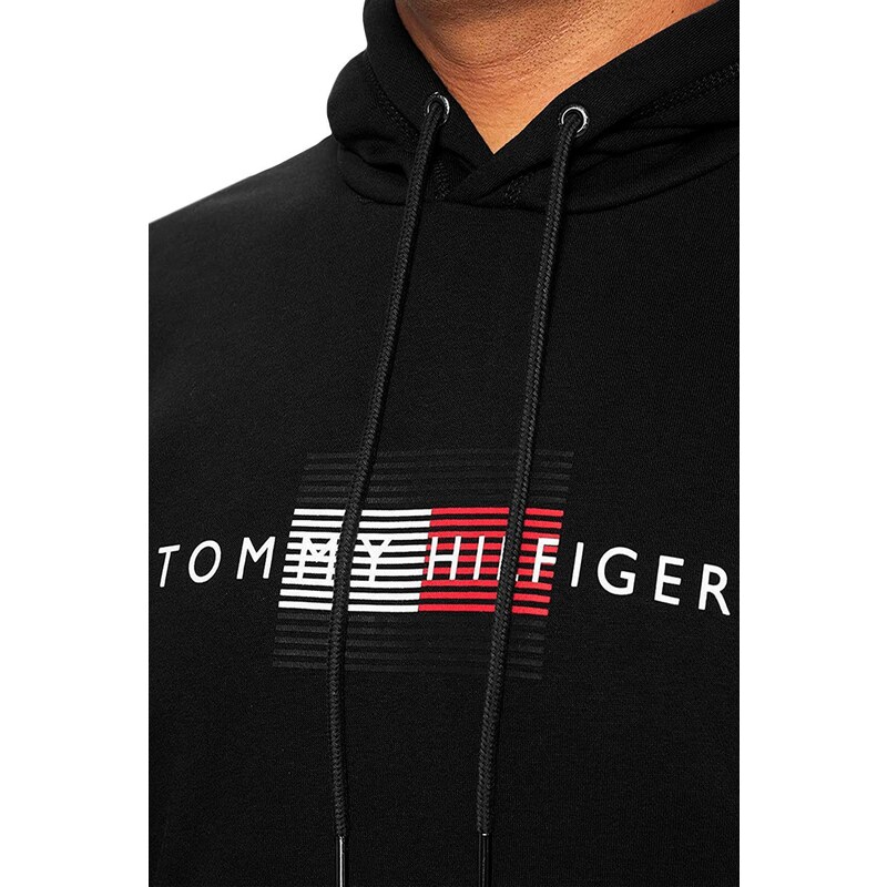 Moletom Tommy Hilfiger Masculino Fleece Hoody Logo Preto