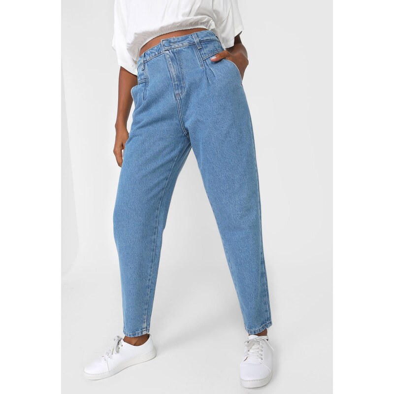 Calça Cropped Jeans Sawary Slim Pregas Azul