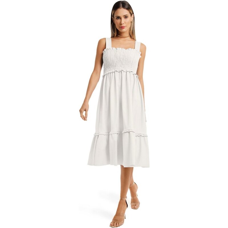 Vestido branco morena sales rosa