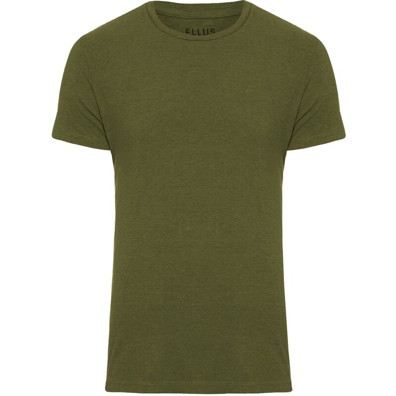 Camiseta Ellus Masculina Cotton Fine Classic Logo Mescla Verde Militar 