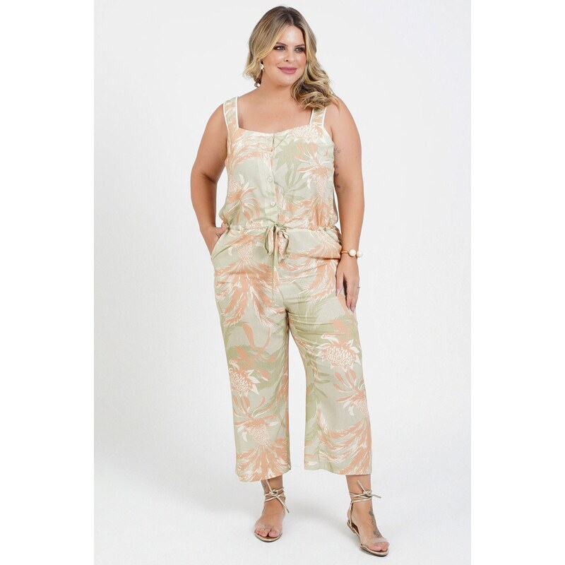 Macacao pantacourt best sale plus size estampado