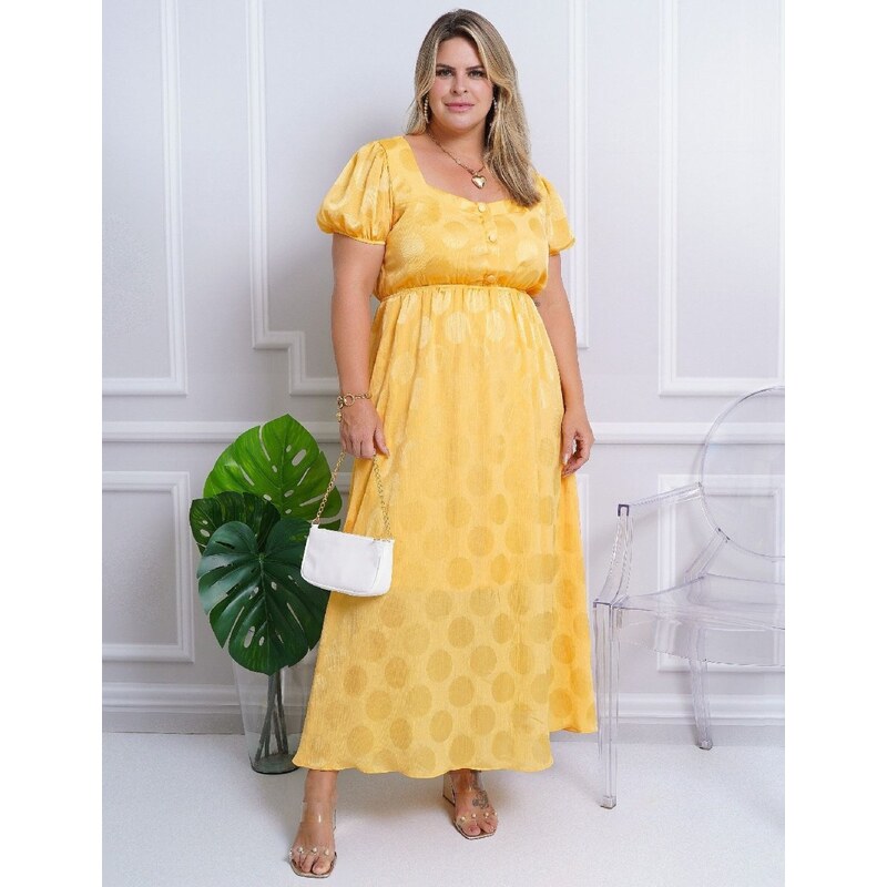 Vestido amarelo store longo plus size