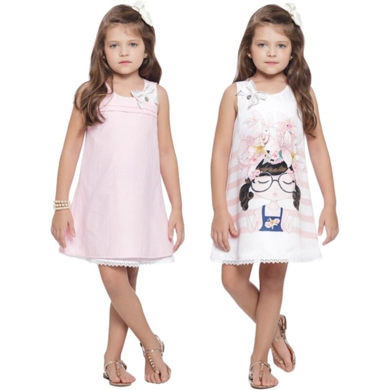 Vestido infantil dupla face shops