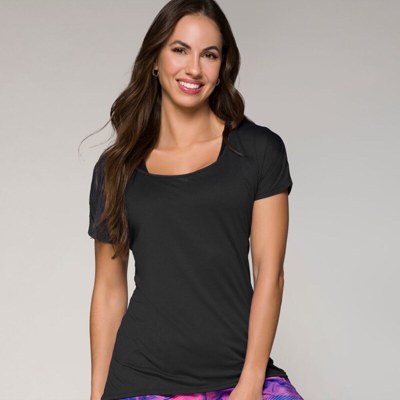 Cropped Fitness Dry Fit Com Microfuros Feminino UV50+ Blusa de