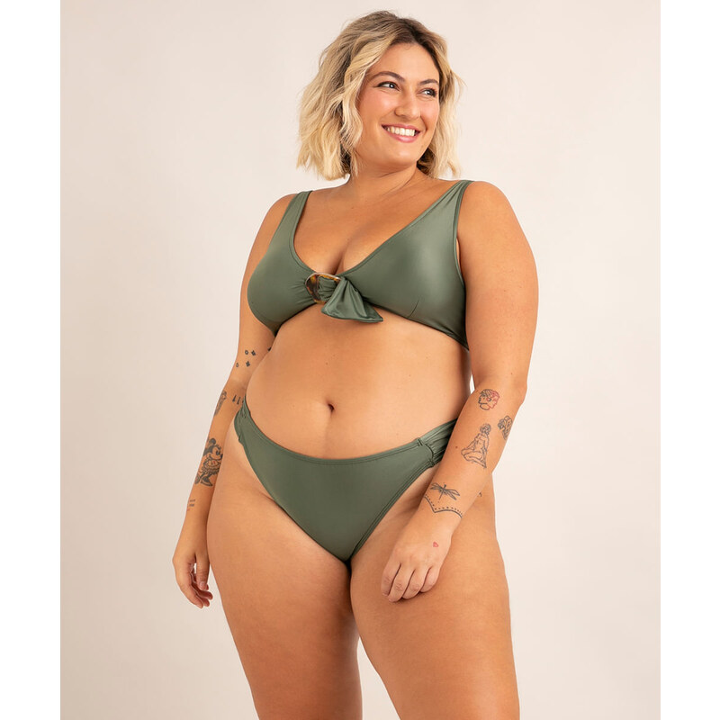 C&A biquíni calcinha plus size com franzido proteção uv50+ além dos mares  salvador preta gil verde