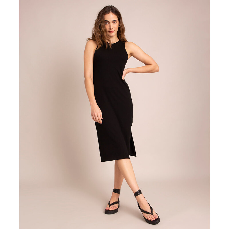 Vestido midi hot sale preto c&a