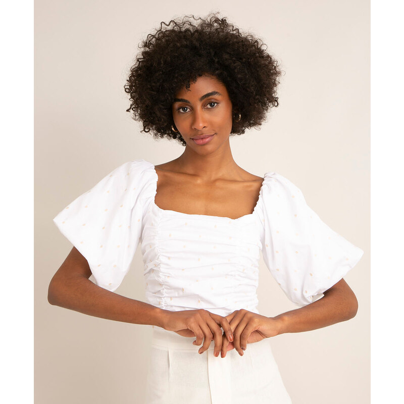 cropped de algodão halter neck off white - C&A