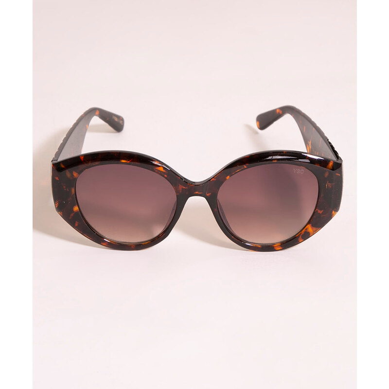 C&A óculos de sol feminino oval tartatuga yessica marrom